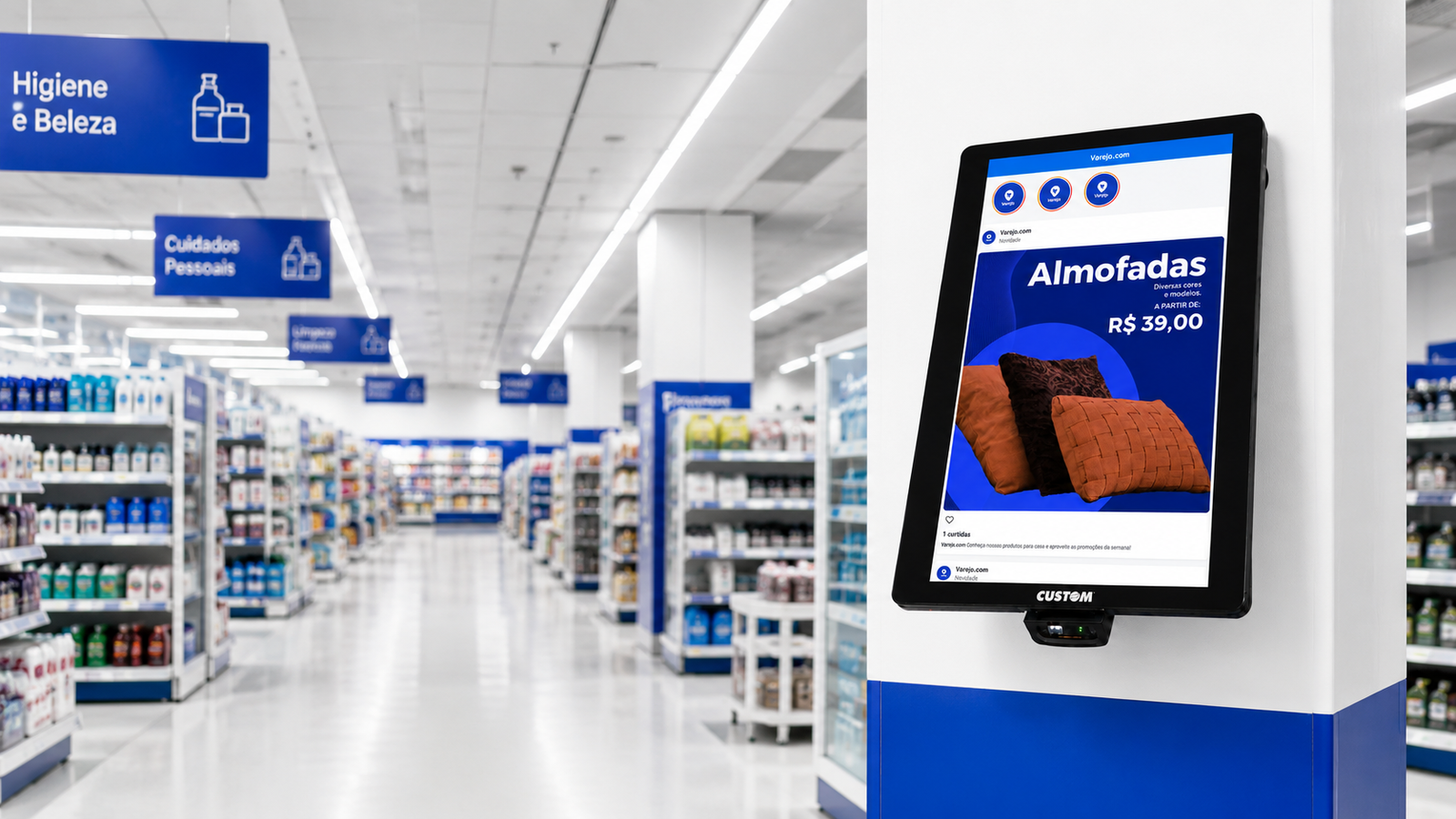 Terminal MídiaHub em supermercado